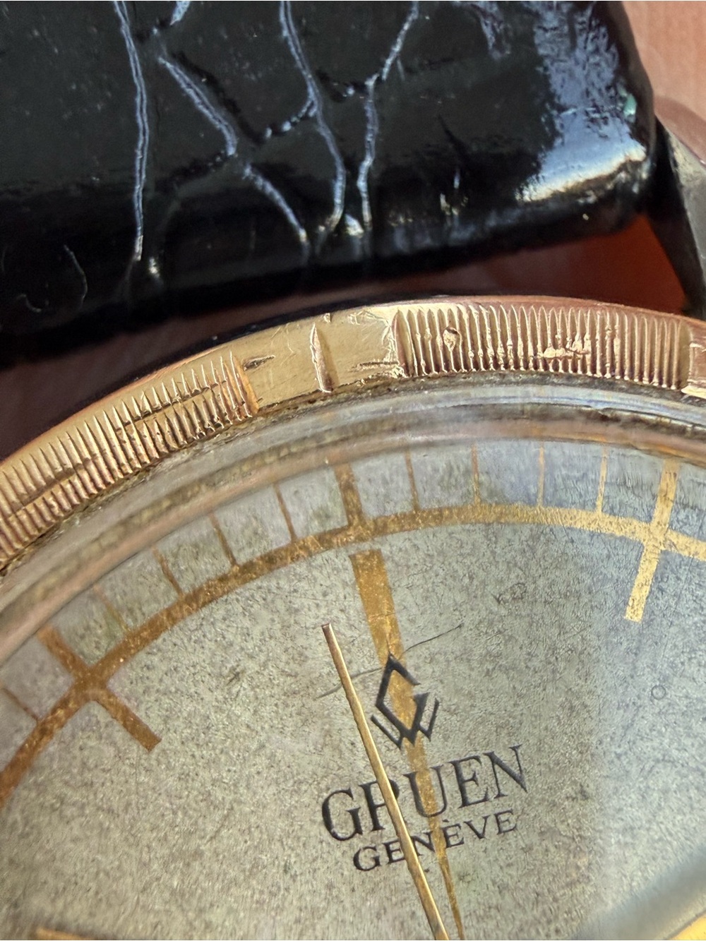 Vintage 1950’s 14k gold & Steel Gruen Genève Presicion Power 34mm - Picture 7 of 16